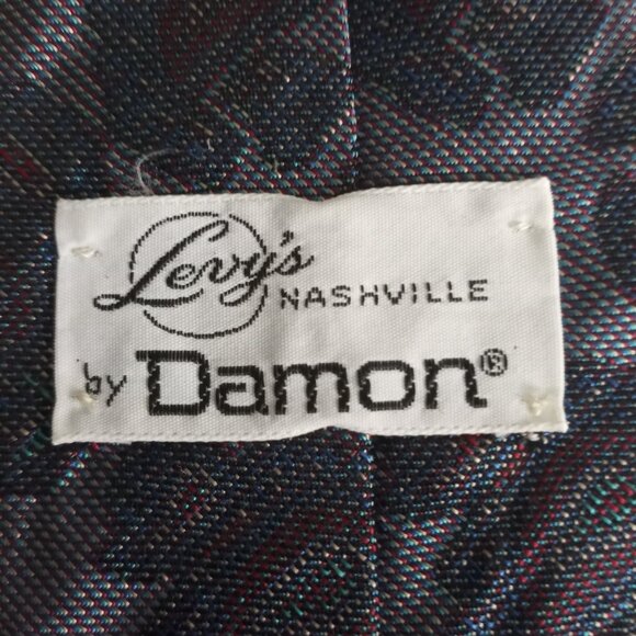 Vintage Damon Levy's Nashville Blue Paisley Woven 100% Silk Neck Tie USA Made - Picture 5 of 7